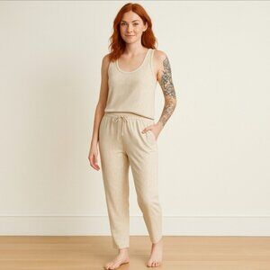 Splendid Beige OLE Leopard Print Sleeveless Jumpsuit Size Large NEW